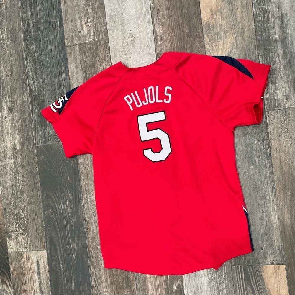 Majestic Authentic St. Louis Cardinals Albert Pujols #5 Red MLB Jersey Adult S - Picture 10 of 10